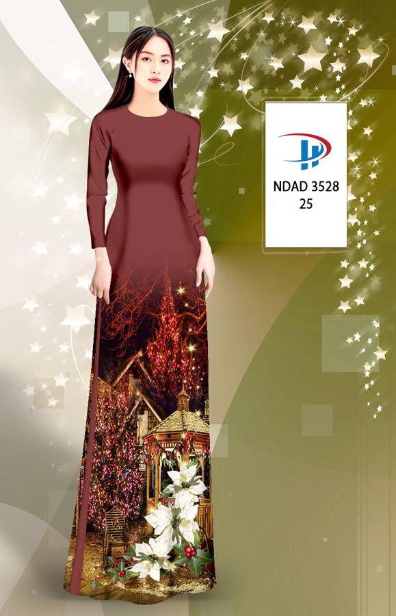 Vải Áo Dài Phong Cảnh Giáng Sinh AD NDAD3528 4
